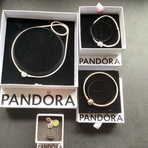 Pandora Silver and Gold Necklace Set